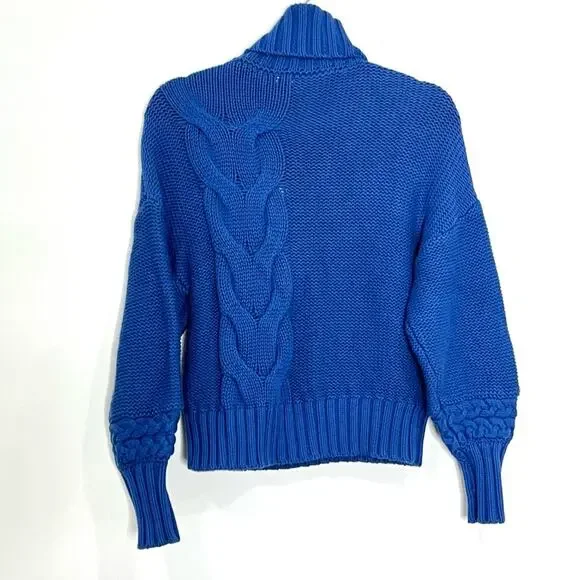 FINAL PRICE NEW NWT STAUD Cable Knit Turtleneck Sweater - Picture 5 of 9